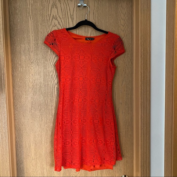 Capped sleeve Ruby Rox dress red/orange size 5 - Picture 1 of 4